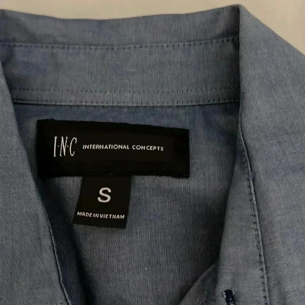 I.N.C men's long sleeve gray sports cotton shirt size small - Picture 6 of 7